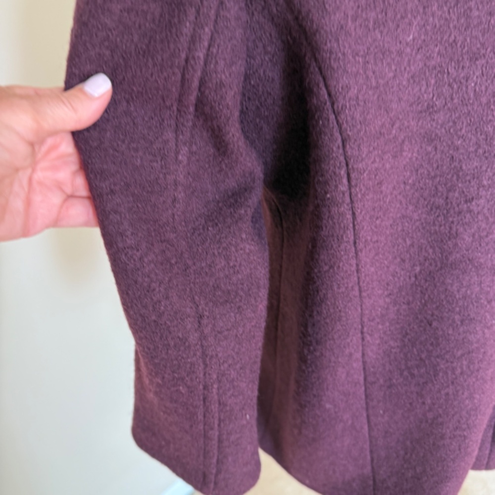 Lands End Women's Boiled Wool Blend Coat in Aged Wine Size 14 - Picture 7 of 13